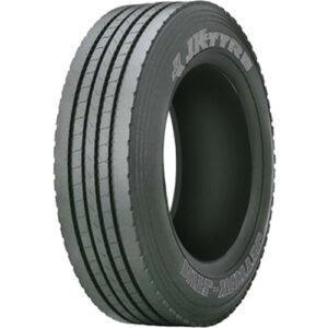 JK Tyre Jetway JTH1 255/70R22.5 tubeless trailer tire with 16PR, 140/137M rating, five-rib tread, low rolling resistance, and durable highway performance.